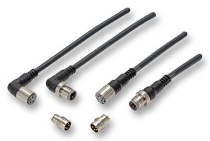 OMRON ELECTRONIC COMPONENTS - XS3F-S422-401-R - 连接电缆 M8 摁入式 母 90度插头 4芯 1M