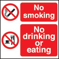 BRADY - P120GH/R - 警告标志 NO SMOKING NO DRINKING OR EATING(禁止吸烟饮食)